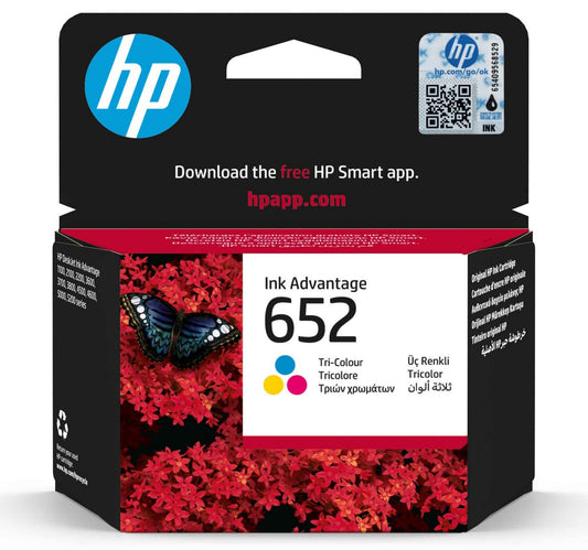 HP 652 Original Ink Advantage Cartridge, Tri-color, F6V24AE