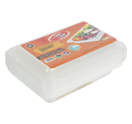 Home Mate Microwave White Rectangular Container With Lid Size 480 ml 6 pcs