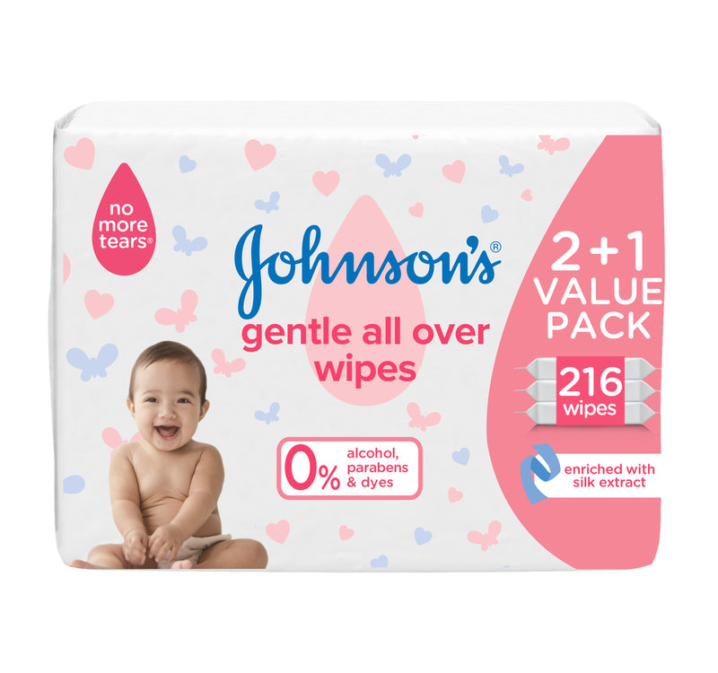 Johnson's Baby Wipes Gentle All Over 216 pcs