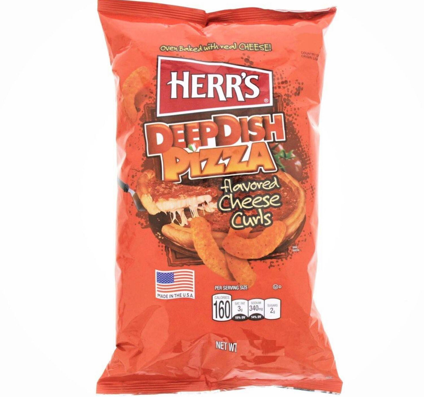 Herr's Deep Dish Pizza Flavored Cheese Curls 170 g Lulu Hypermarket