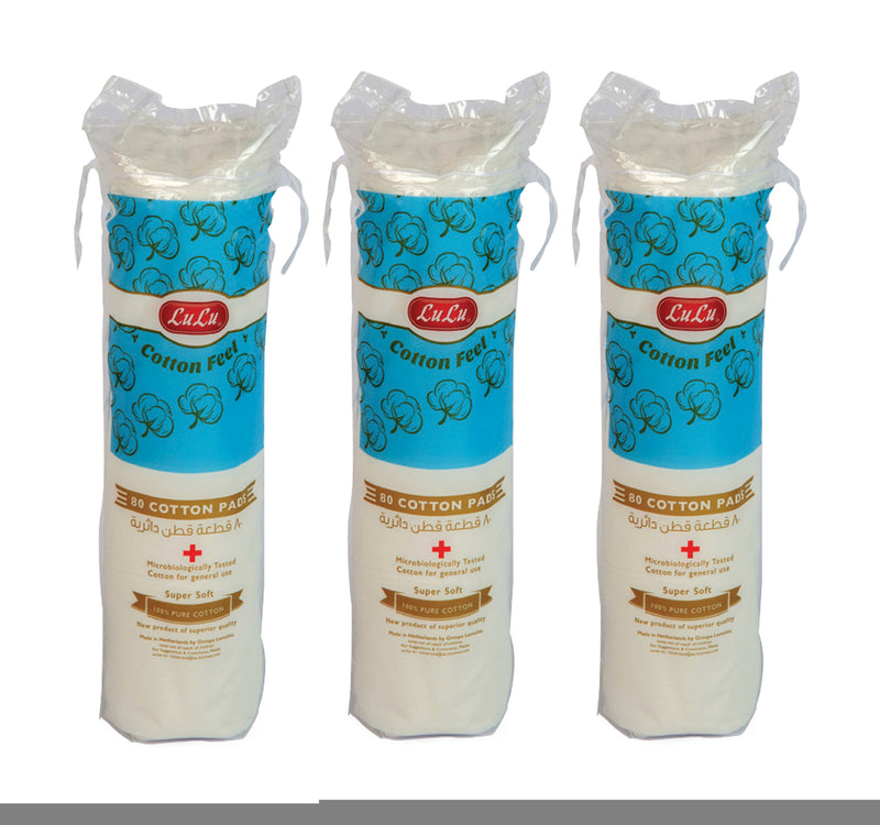 LuLu Round Cotton Pads 3 x 80pcs