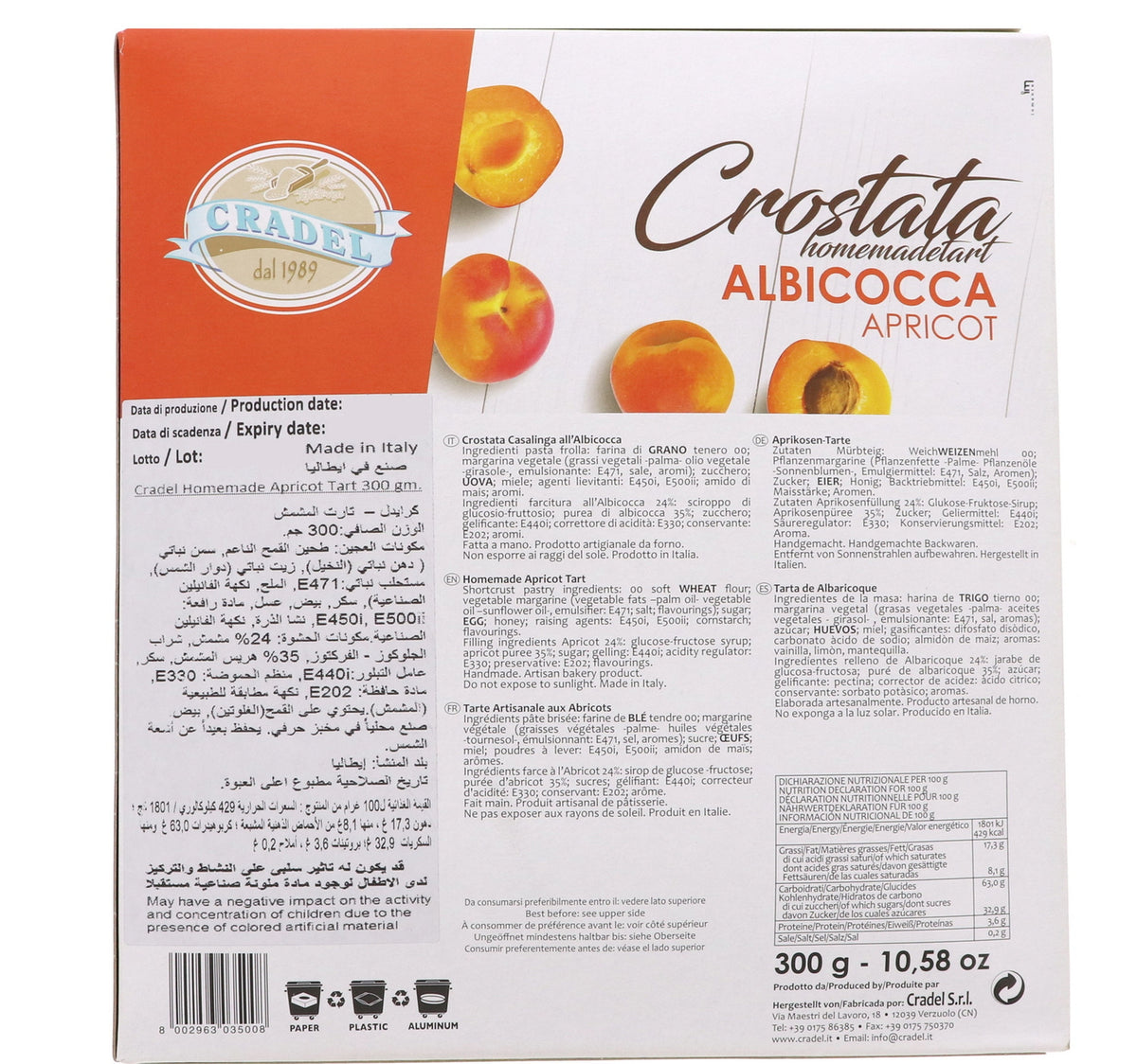 Cradel Crostata Homemade Apricot Tart 300 g