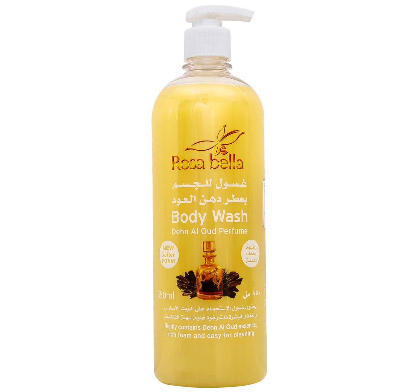 غسول الجسم روزا بيلا برائحة دهن العود 850 مل