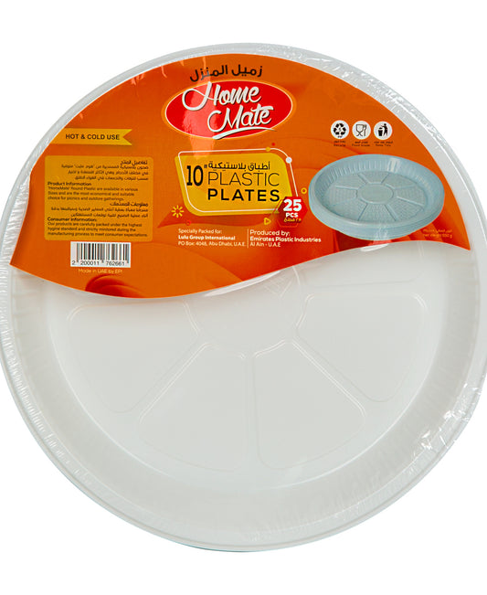 Home Mate Plastic Plates 10inch 25 pcs