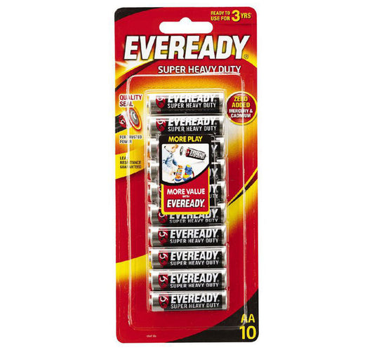 Eveready Super Heavy Duty Batteries 1215HP AA 10 Pack