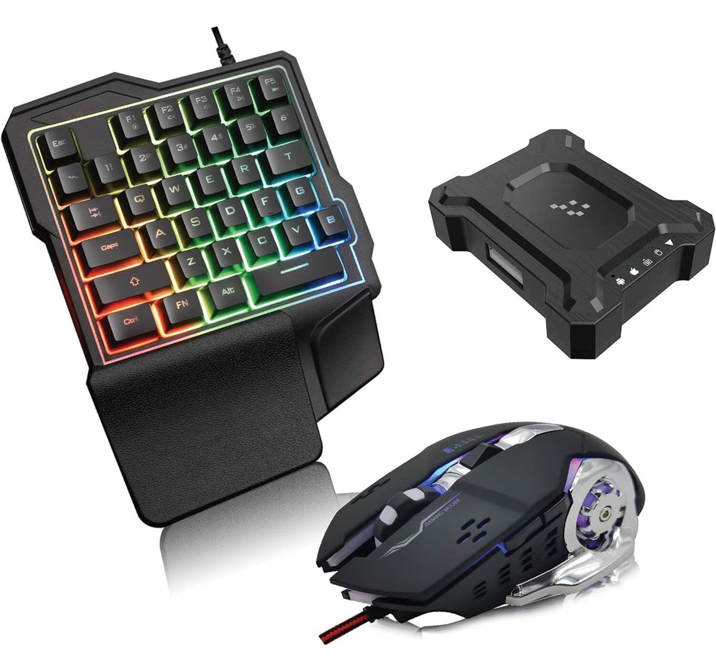 لوحة مفاتيح وفأرة بيد واحدة من تراندز مع محول TR-GMK364