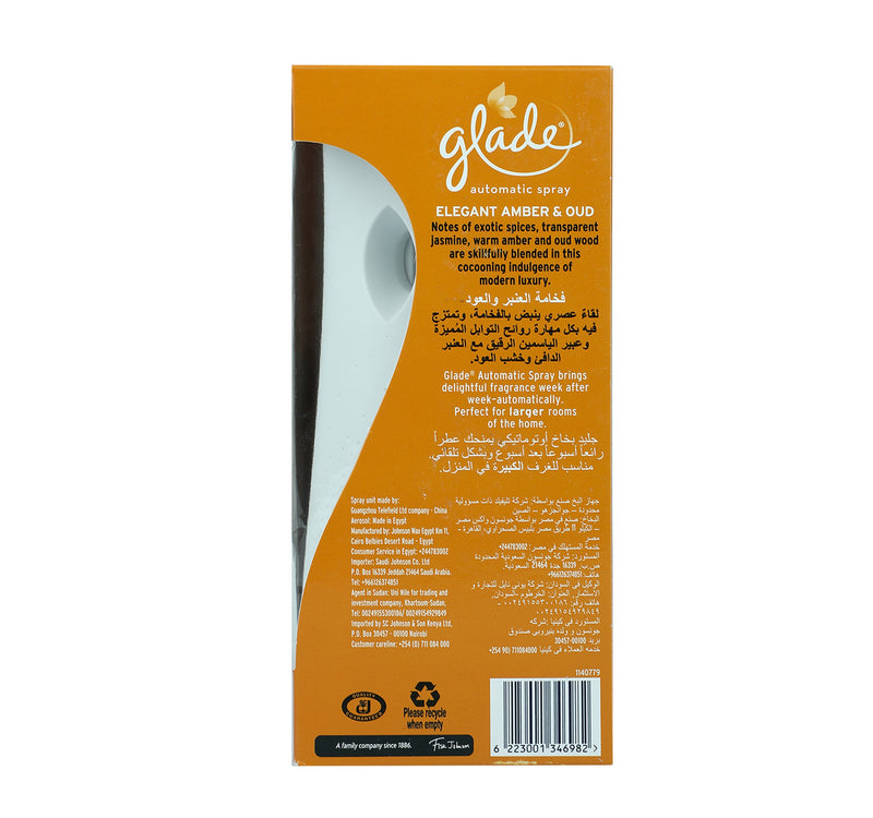Glade Automatic Spray Unit + Refill Elegant Amber & Oud 269 ml