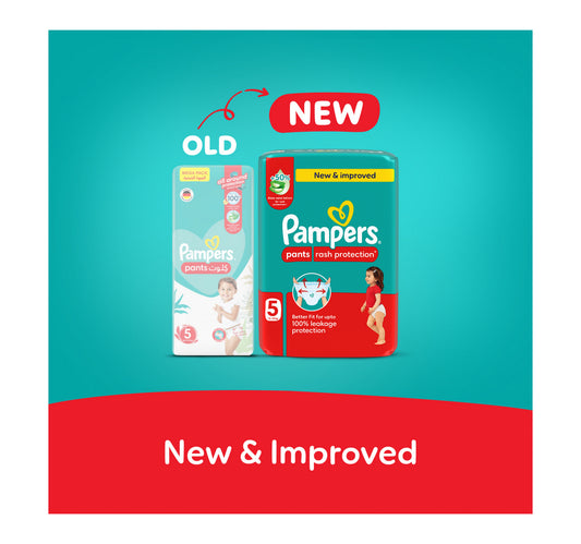 Pampers Rash Protection Pants Diapers, Size 5, 12-18kg, Mega Pack, 48 pcs