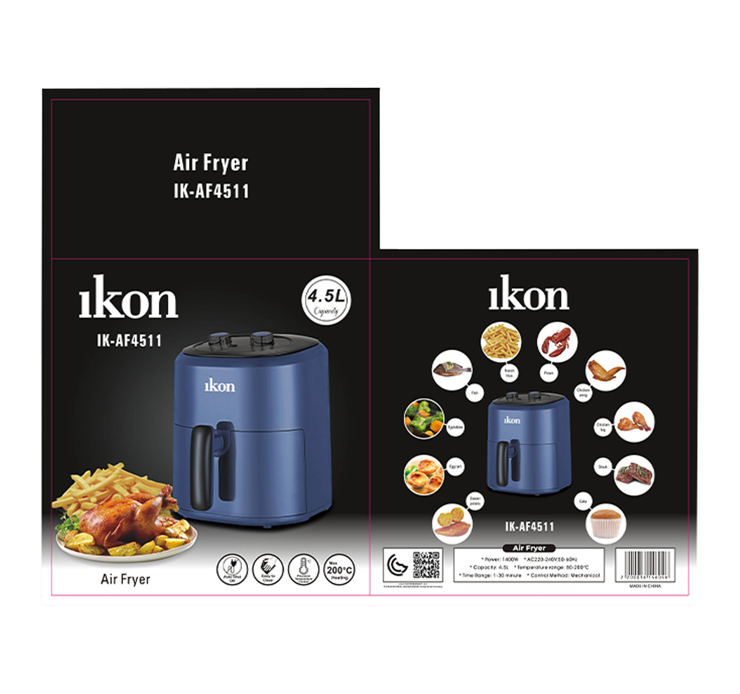 Ikon Air Fryer, 4.5L, 1400W, IK-AF4511