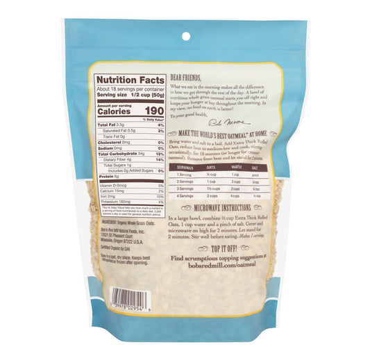 Bob's Red Mill Organic Extra Thick Whole Grain Rolled Oats 907 g