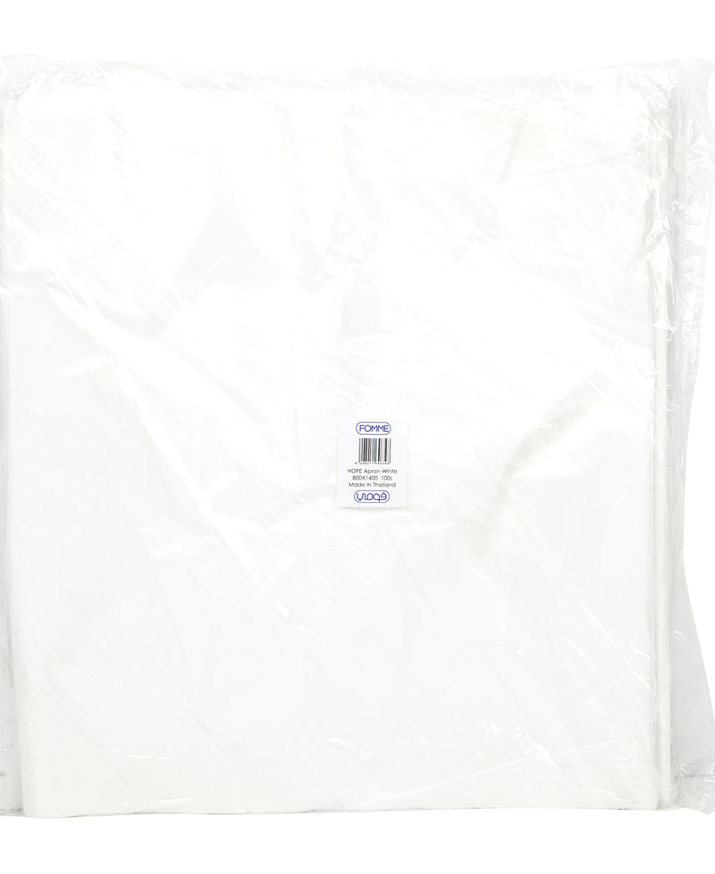 مريلة فوم HDPE بيضاء مقاس 800 × 1400، 100 قطعة