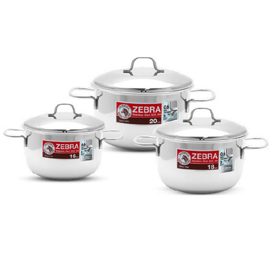Zebra Stainless Steel Cookware Set, 6 pcs, Silver, 180828