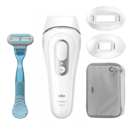 Braun Silk Expert Pro 3 IPL with 3 Extras Heads, White, PL3121