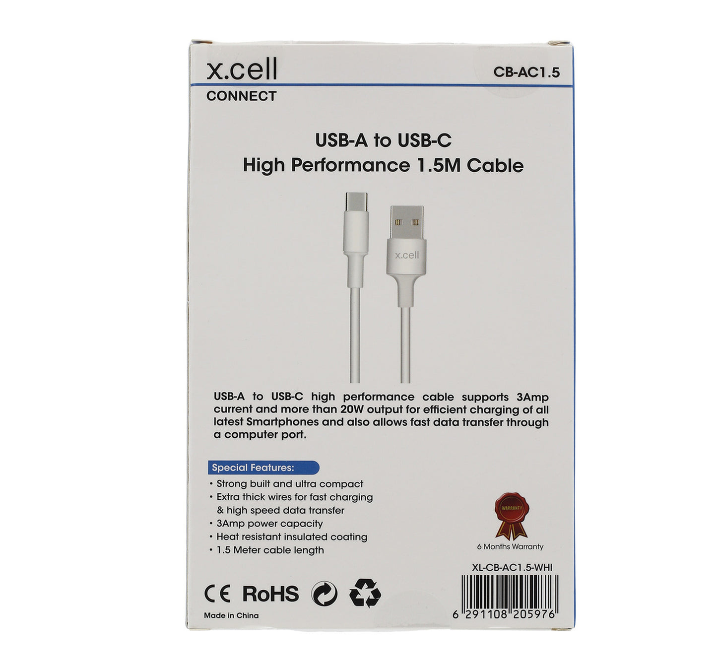 X.Cell Type C-USB Cable CB-AC1.5 White