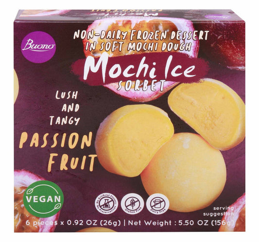 Buono Mochi Ice Passion Fruit Sorbet Non-Dairy Frozen Dessert 156 g Lulu Hypermarket