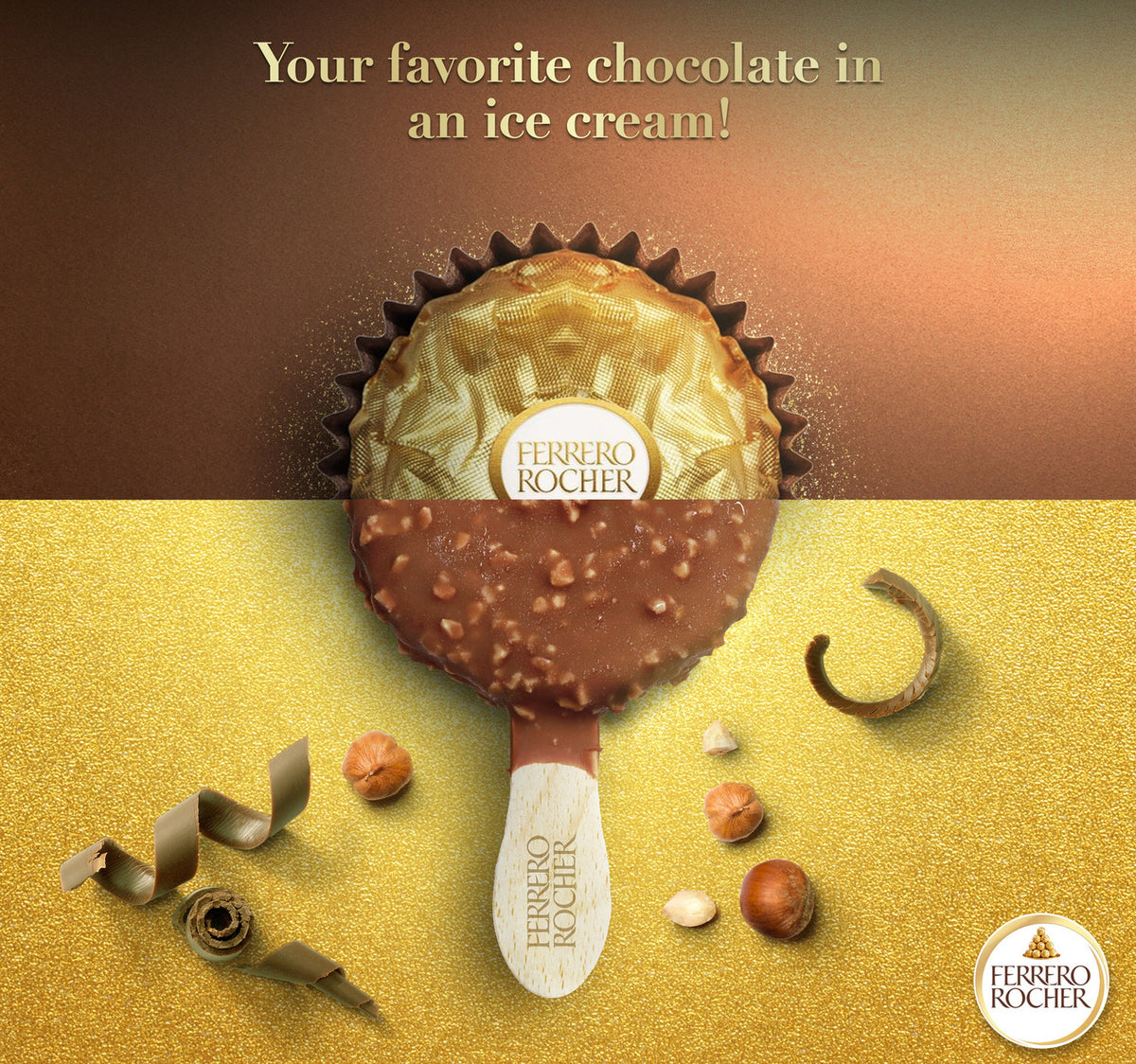 Ferrero Rocher Classic Ice Cream Crunchy Chocolate & Hazelnut Coating 50 g