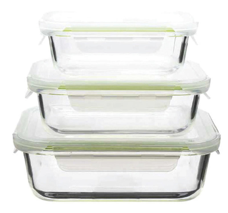 Chefline Glass Food Container Set, 3 pcs, 370 + 640 + 1040 ml