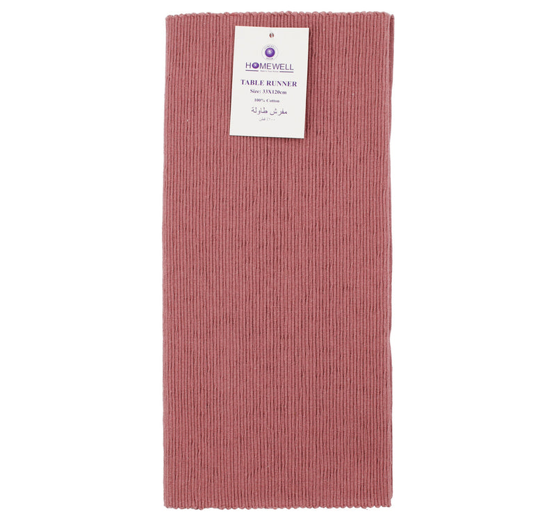 Homewell Cotton Ribbed Table Runne, 33 x 120 cm, Purple