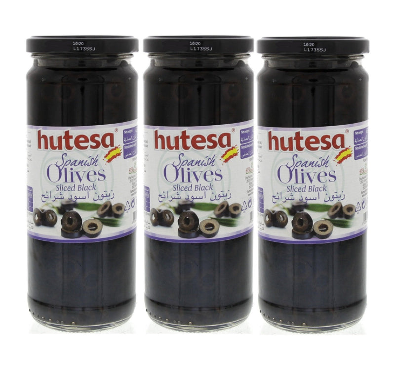 Hutesa Spanish Olives Sliced Black 3 x 230 g