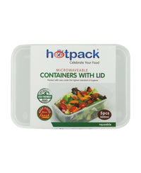 Hot Pack 500 ml Microwavable Container with Lid 5 pcs