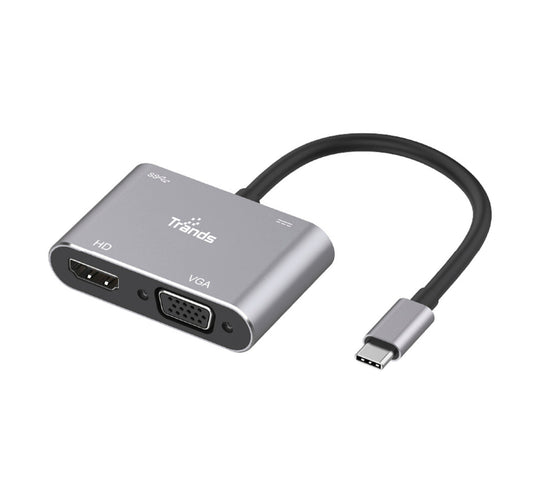 Trands Type-C to HDMI VGA USB3.0 Adaptor with PD Charge TR-CA5857 Lulu Hypermarket