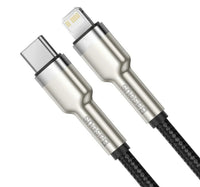 Baseus Metal Type C to Lightning Data Cable, 20 W, 2 m, Black, CATLJK-B01