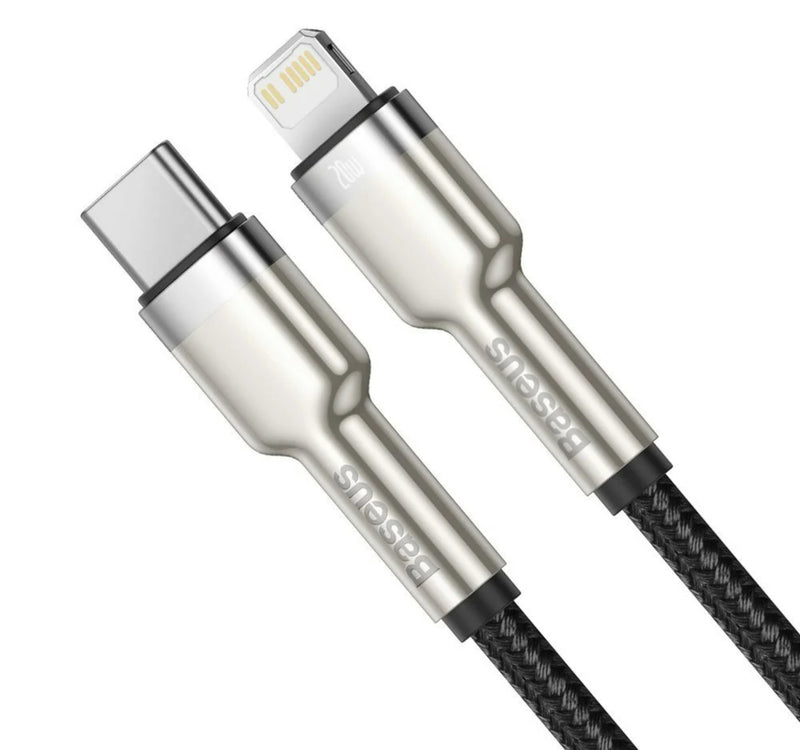Baseus Metal Type C to Lightning Data Cable, 20 W, 2 m, Black, CATLJK-B01