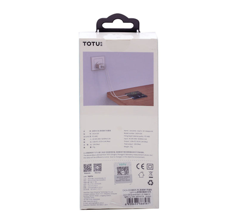 Totu Home Charger 12W + Lightning Cable CACA020