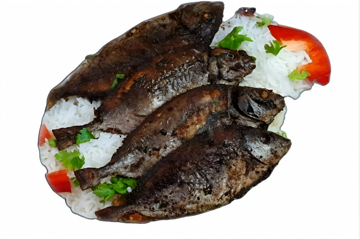 Fried Safi Fish with white Sheelani rice Al Lulu Kitchen