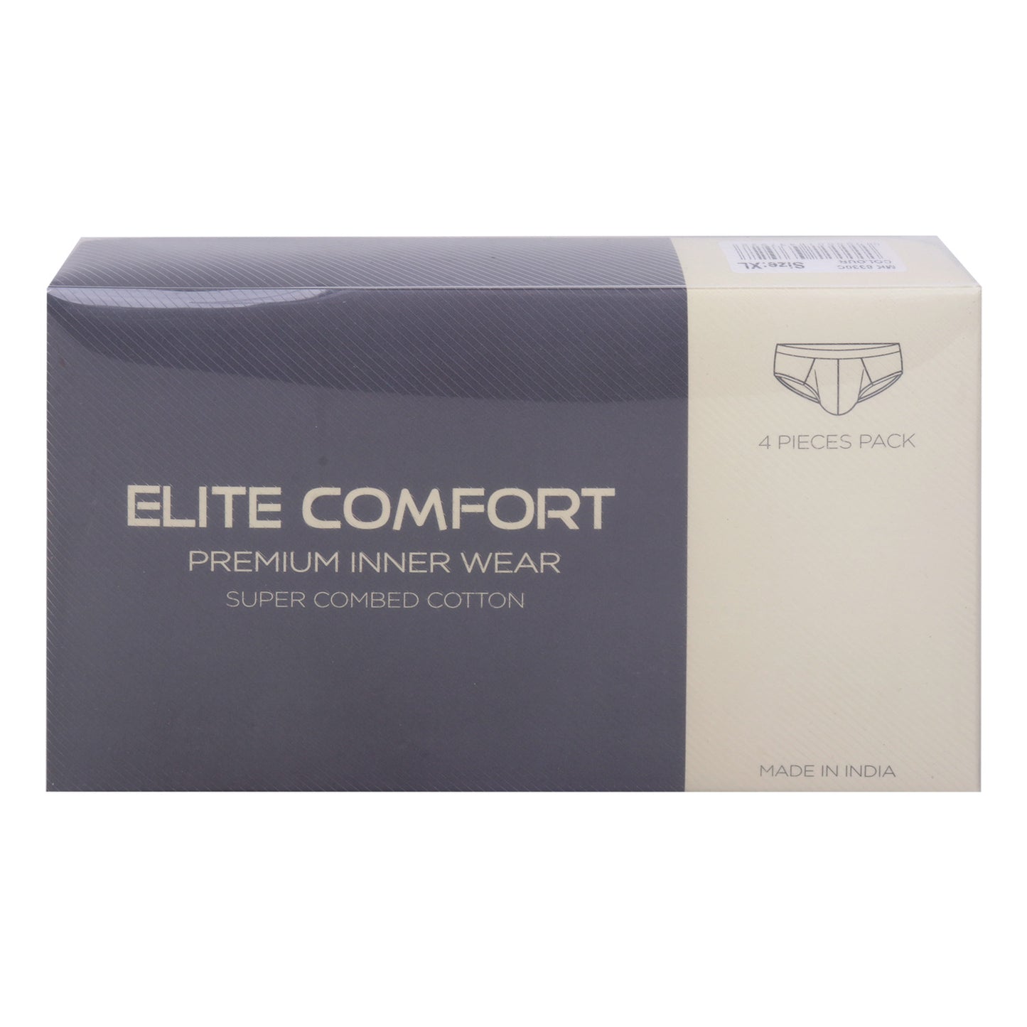 Elite Comfort Combed Cotton Men's Brief, XL, 4 pcs, Assorted