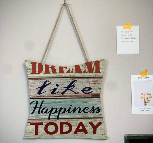 Maple Leaf Dream Like Happiness Today Sign Wooden Pallet Wall Art Hanging Board, 30 x 28 cm, 20YX084