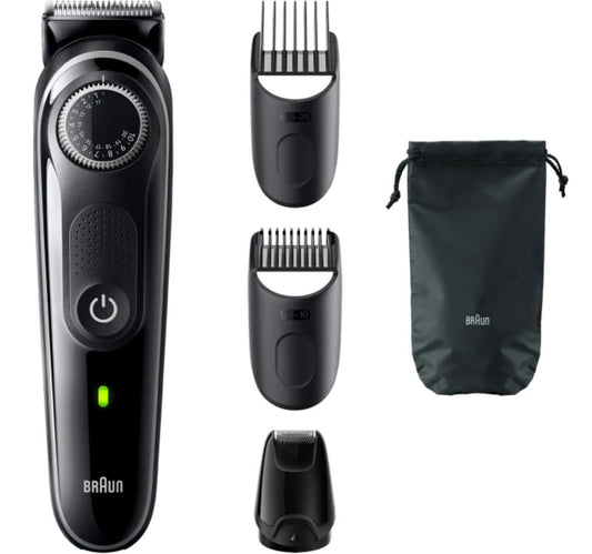 Beard Trimmer with Precision Wheel and 4 styling tools, Grey, BT3440
