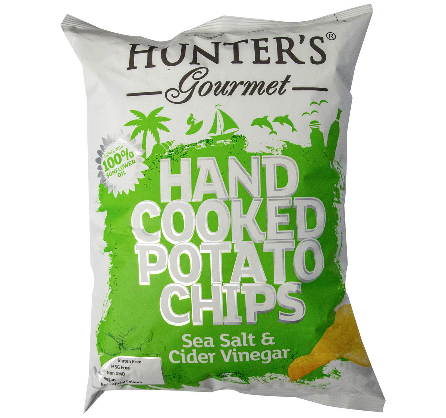 Hunter's Gourmet Hand Cooked Potato Chips With Sea Salt & Cider Vinegar Flavor 125 g