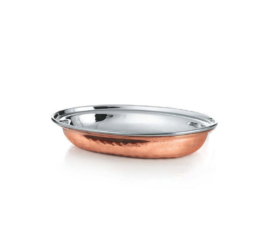 Chefline Double Wall Copper Oval Curry Dish, 23 cm