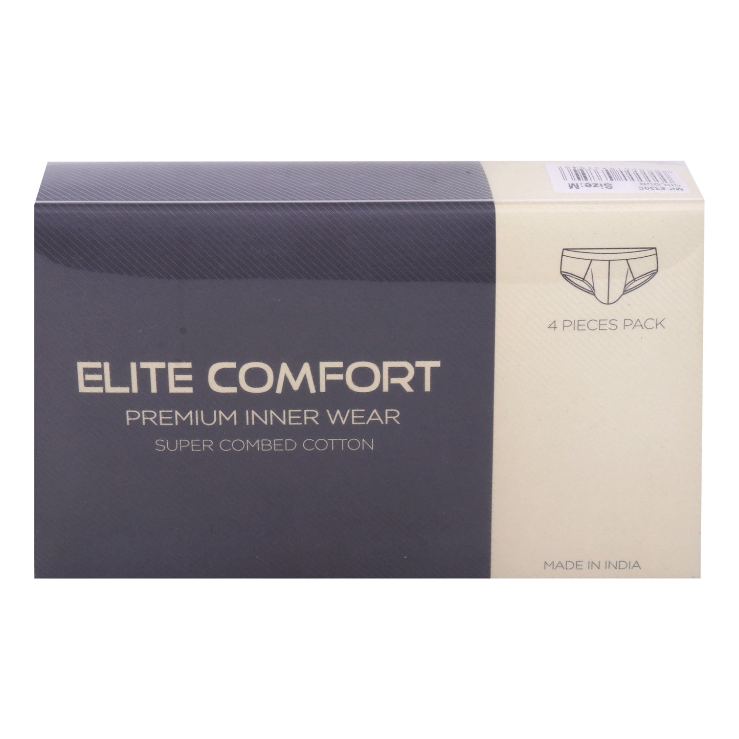 Elite Comfort Combed Cotton Men's Brief, M, 4 pcs, White, MK8330W