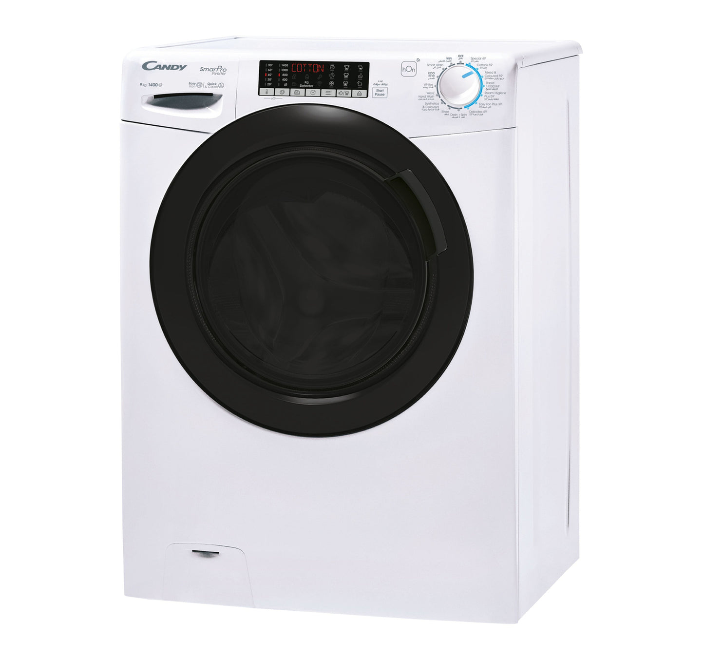 Candy Front Load Washer, 9 kg, 1400 RPM, White, CSO496TWMB-19