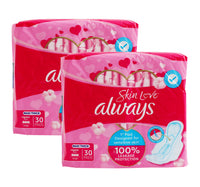 Always Skin Love Maxi Thick Sanitary Pads Large Value Pack 2 x 30 pcs