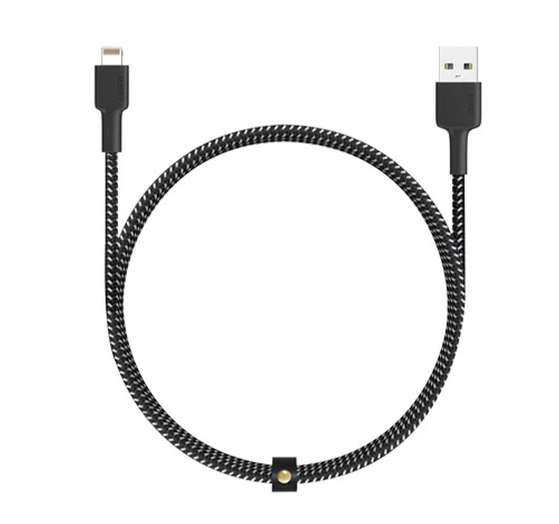 Aukey CB-BAL4 Braided Nylon MFI Lightning Cable - 2 meter(AKY-CB-BAL4-LGT-2M-BLK) Lulu Hypermarket