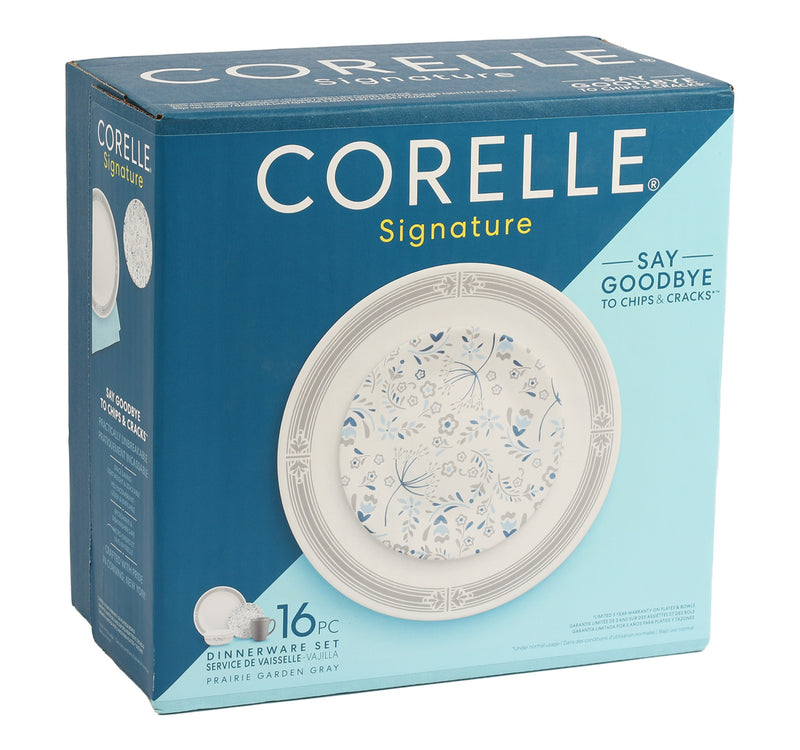 Corelle Dinner Set 16pcs Prairie Garden Gray 1135320