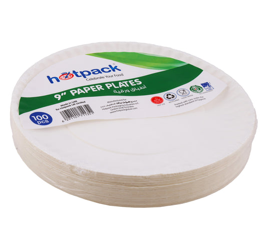 Hotpack Paper Plate 9" 100 pcs