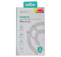 Aukey Nylon Braided USB C to Lightning Cable, 1m, White, CB-NCL1 Lulu Hypermarket