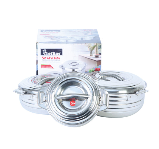 Chefline Waves Stainless Steel Hot Pot, 1L + 1.5L + 2.5L