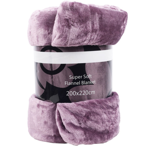 Super Soft Flannel Blanket 200 x 220cm Assorted Colours