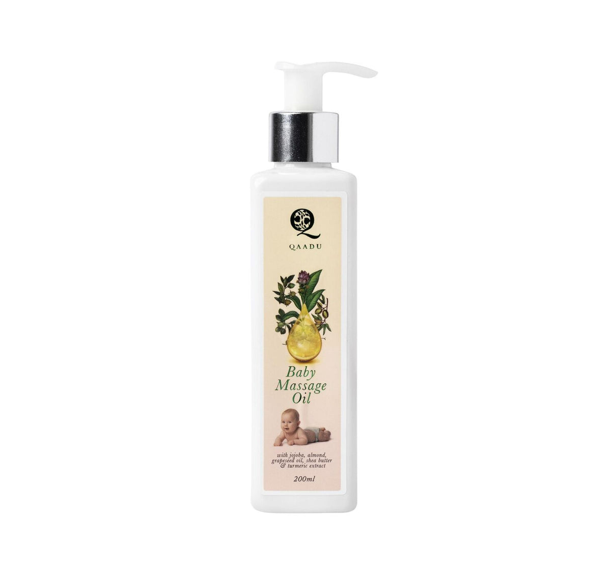 Qaadu Soothing Baby Massage Oil With Essential Oils Grapeseed Oil Shea Butter 200 ml