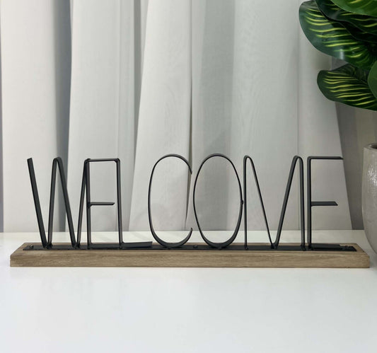 Maple Leaf Welcome Metal Cutout Word Art Tabletop Decor, 40 x 4 x 11.5 cm, HT74948