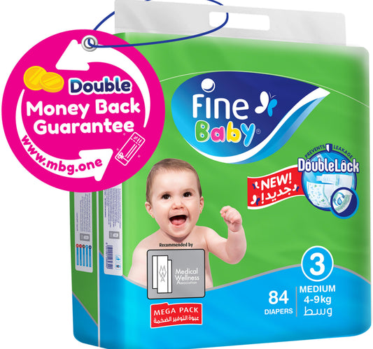 Fine Baby Diapers Size 3 Medium 4-9 kg Mega Pack 84 pcs