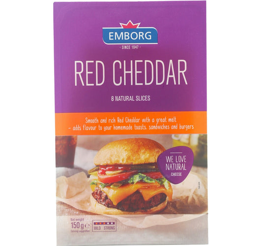 Emborg Red Cheddar Cheese Slices 8 pcs 150 g Lulu Hypermarket