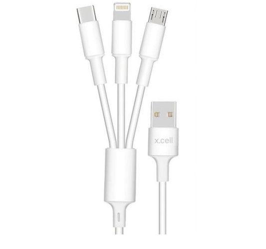 X.Cell 3 In 1 USB Cable CB-A31-1.5 White Lulu Hypermarket