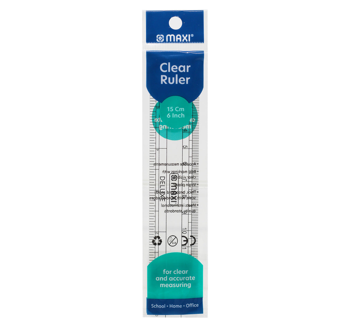 Maxi Clear Plastic Ruler 15cm