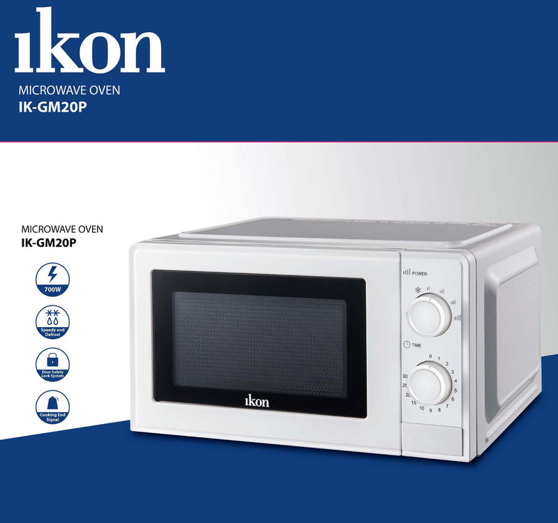 Ikon 20L Microwave Oven, White, IK-GM20P